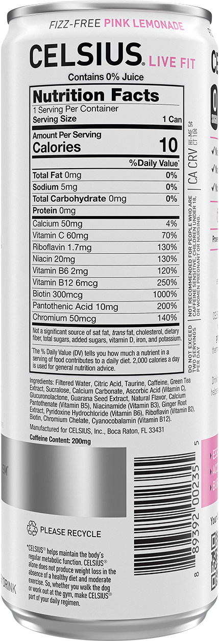 Fizz Free Pink Lemonade – Product's Back Label