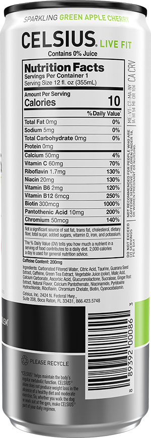 Sparkling Green Apple Cherry – Product's Back Label