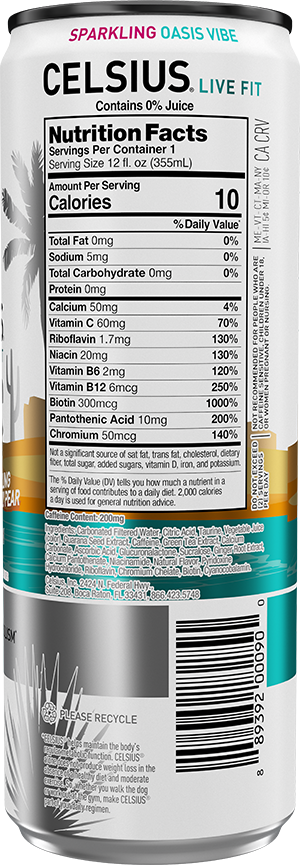 Sparkling Oasis Vibe – Product's Back Label