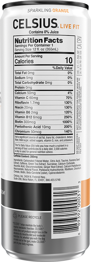 Sparkling Orange – Product's Back Label