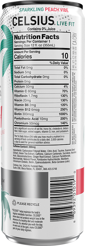 Sparkling Peach Vibe – Product's Back Label
